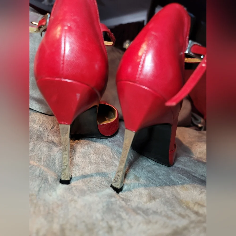 NEVER WORN Y2K VINTAGE WILD PAIR CINDY 18 60805 8800 ANKLE STRAP PUMPS CHROME - Picture 9 of 15